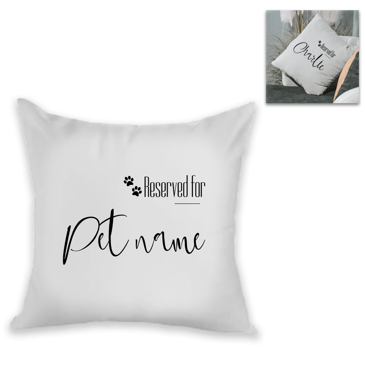 Personalised Cushion – Reserved for Pet Name