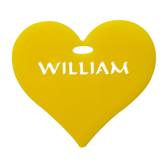 Personalised Name Heart in Coloured Acrylic - Gifts Events Charms