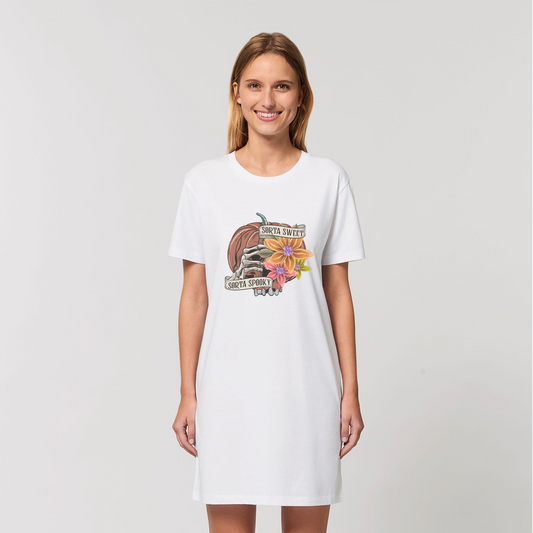 SORTA SWEET - SORTA SPOOKY Organic T-Shirt Dress - DirectlyPersonalised