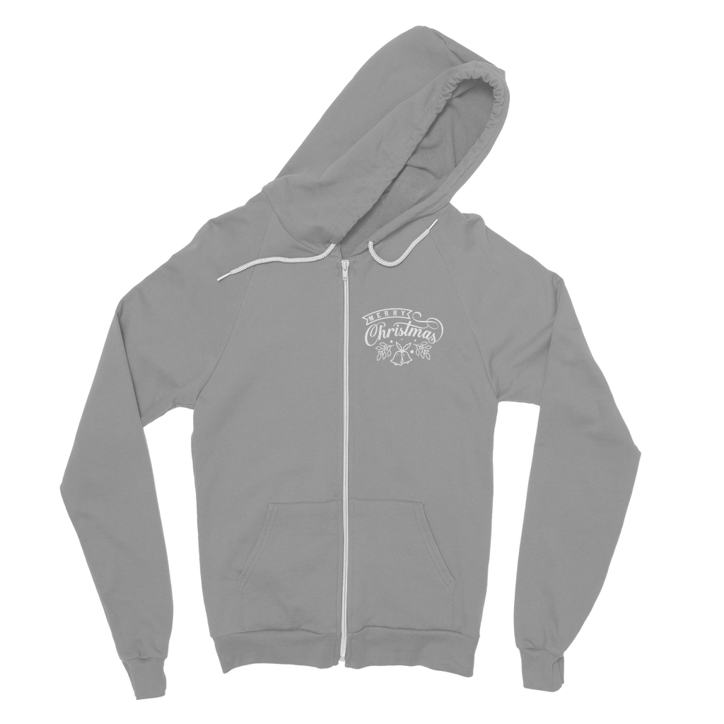 Merry Christmas White Classic Adult Zip Hoodie