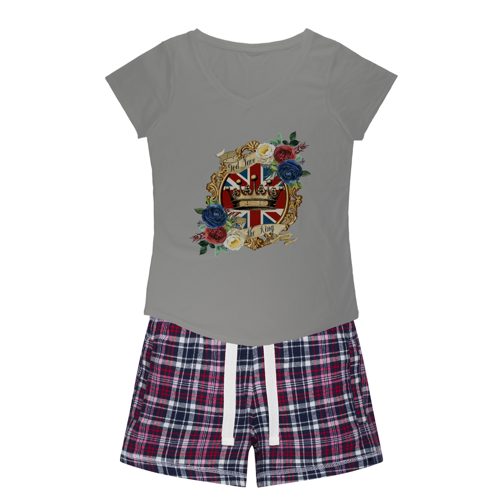 GOD SAVE THE KING Women's Sleepy Tee and Flannel Short - DirectlyPersonalised