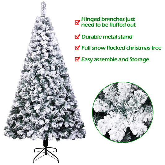 7ft PVC Flocking Christmas Tree 1300 Branches Spread Out Natural Tree - DirectlyPersonalised