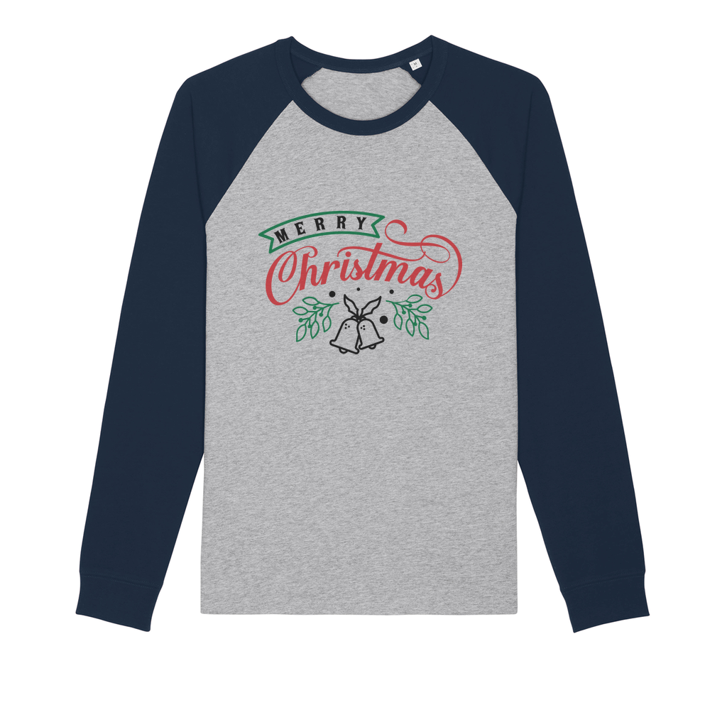 Merry Christmas Organic Raglan Long Sleeve Shirt