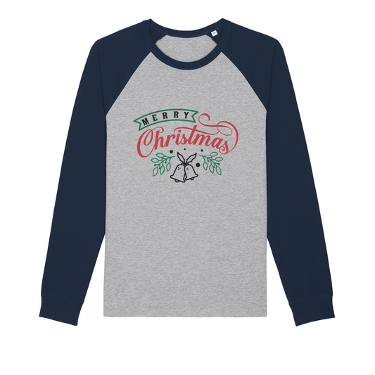 Merry Christmas Organic Raglan Long Sleeve Shirt - DirectlyPersonalised