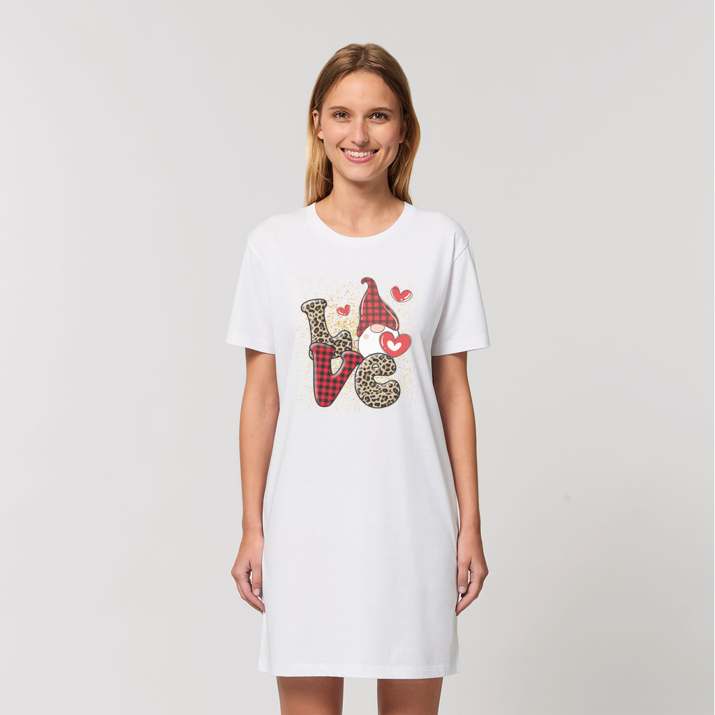 Ladies Valentine Design Organic T-Shirt Dress - DirectlyPersonalised