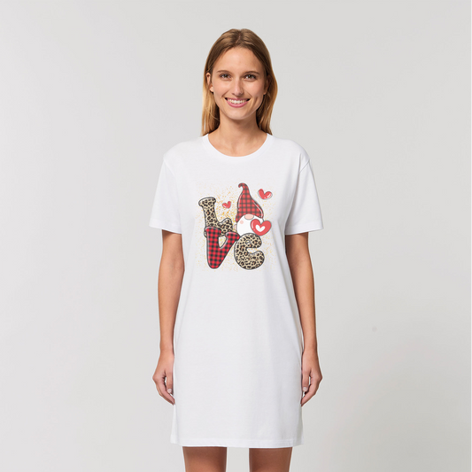 Ladies Valentine Design Organic T-Shirt Dress - DirectlyPersonalised