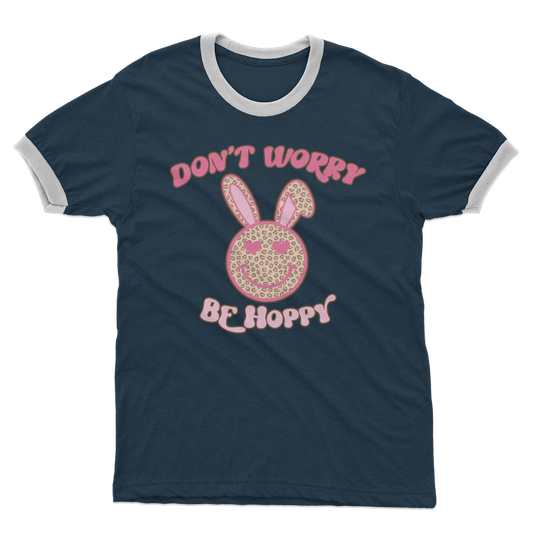 Don't worry be 'happy' Adult Ringer T-Shirt - DirectlyPersonalised