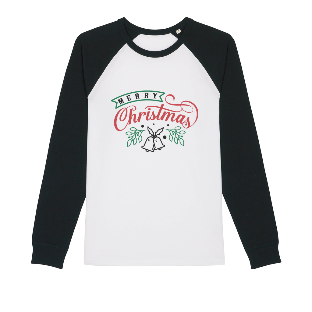 Merry Christmas Organic Raglan Long Sleeve Shirt