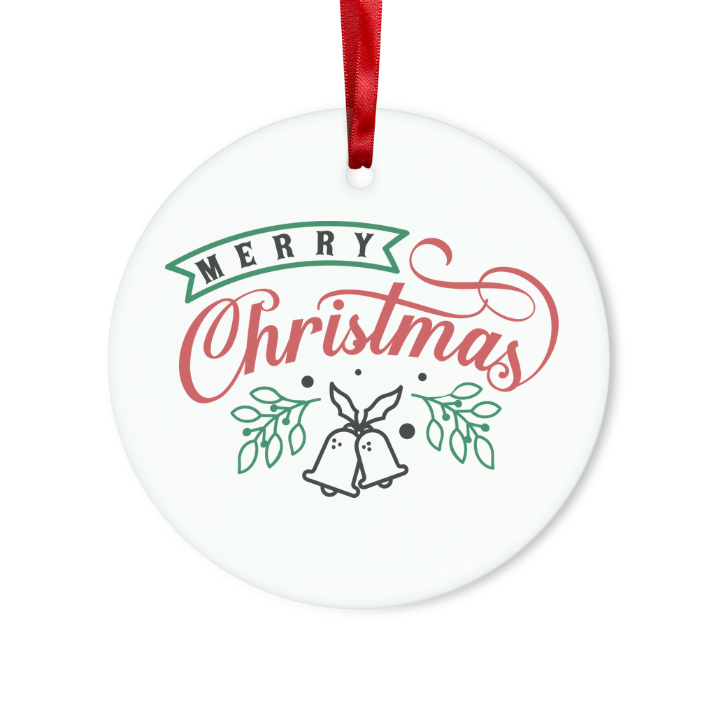 Merry Christmas Glass Hanging Ornament