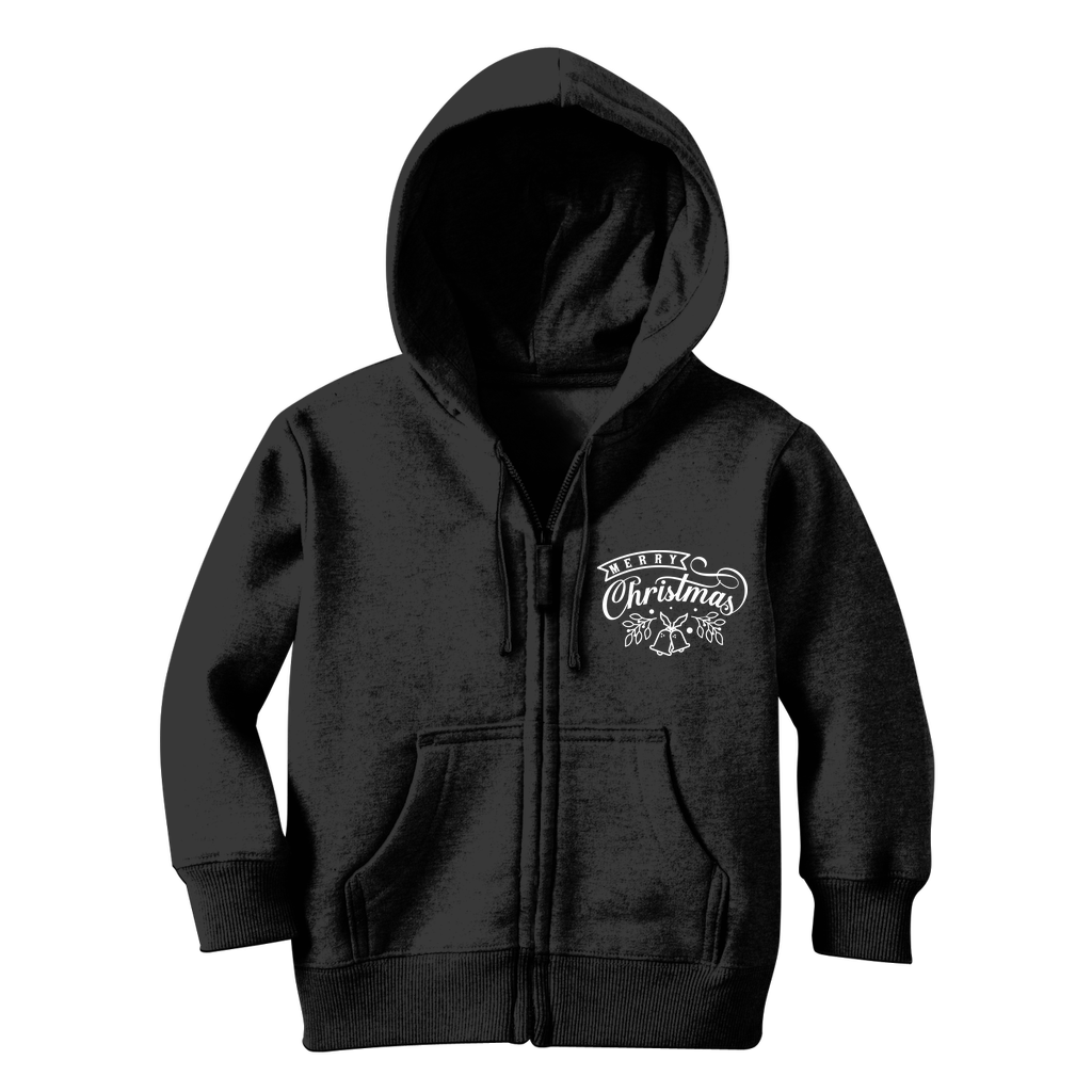 Merry Christmas White Classic Kids Zip Hoodie