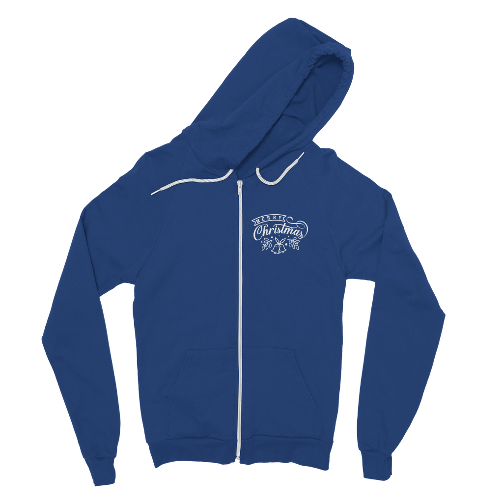 Merry Christmas White Classic Adult Zip Hoodie