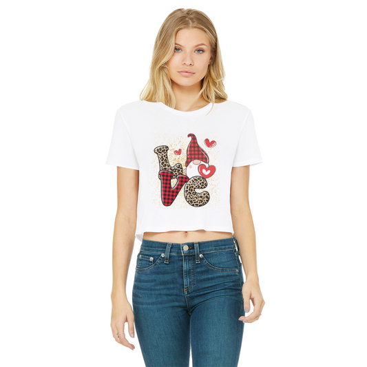 Ladies Valentine Design Classic Women's Cropped Raw Edge T-Shirt - DirectlyPersonalised