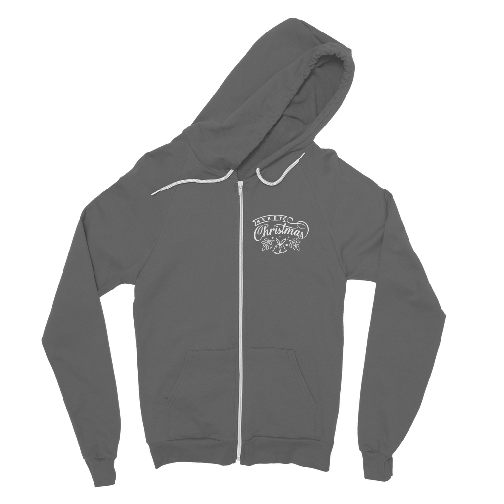 Merry Christmas White Classic Adult Zip Hoodie