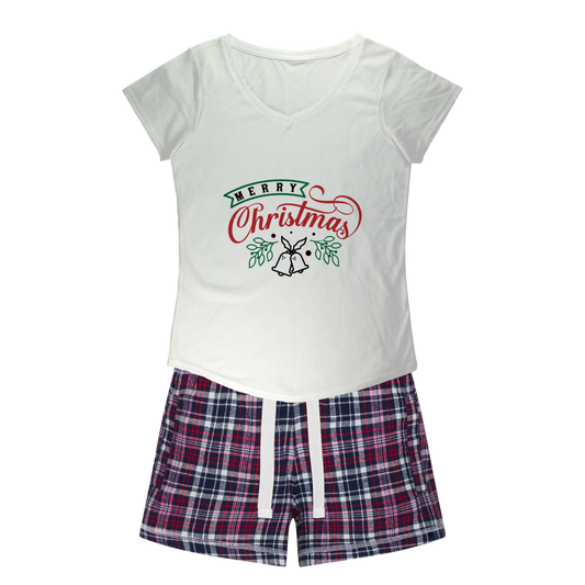 Merry Christmas Women's Sleepy Tee and Flannel Short - DirectlyPersonalised