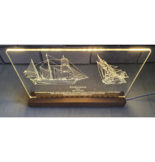 The Endurance Ship Engraved LED Lamp Stand - As Seen on BBC - Shackleton's Ship - DirectlyPersonalised
