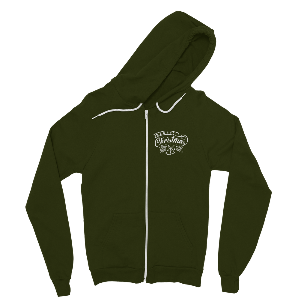 Merry Christmas White Classic Adult Zip Hoodie