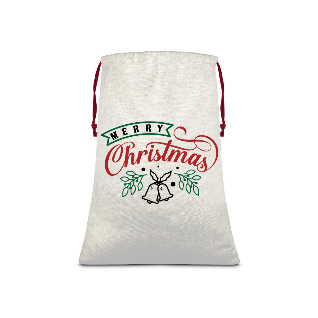 Merry Christmas Sublimation Linen Drawstring Sack
