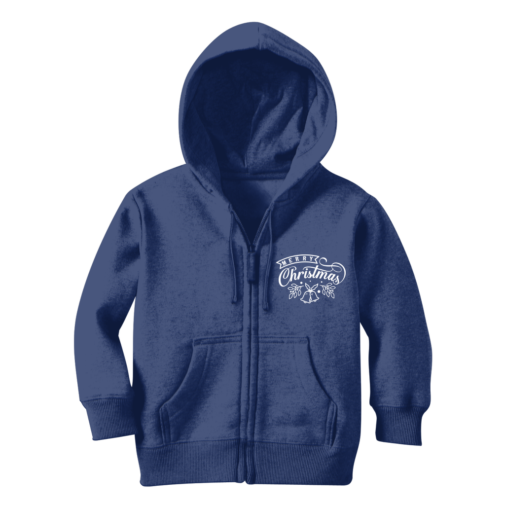 Merry Christmas White Classic Kids Zip Hoodie