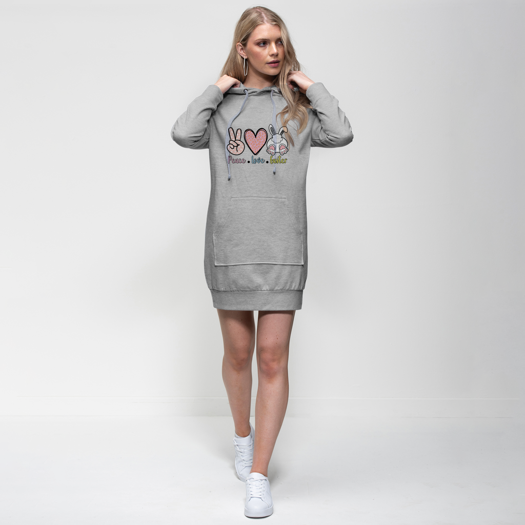 PEACE LOVE EASTER Premium Adult Hoodie Dress - DirectlyPersonalised