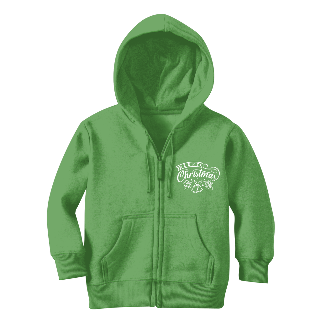 Merry Christmas White Classic Kids Zip Hoodie