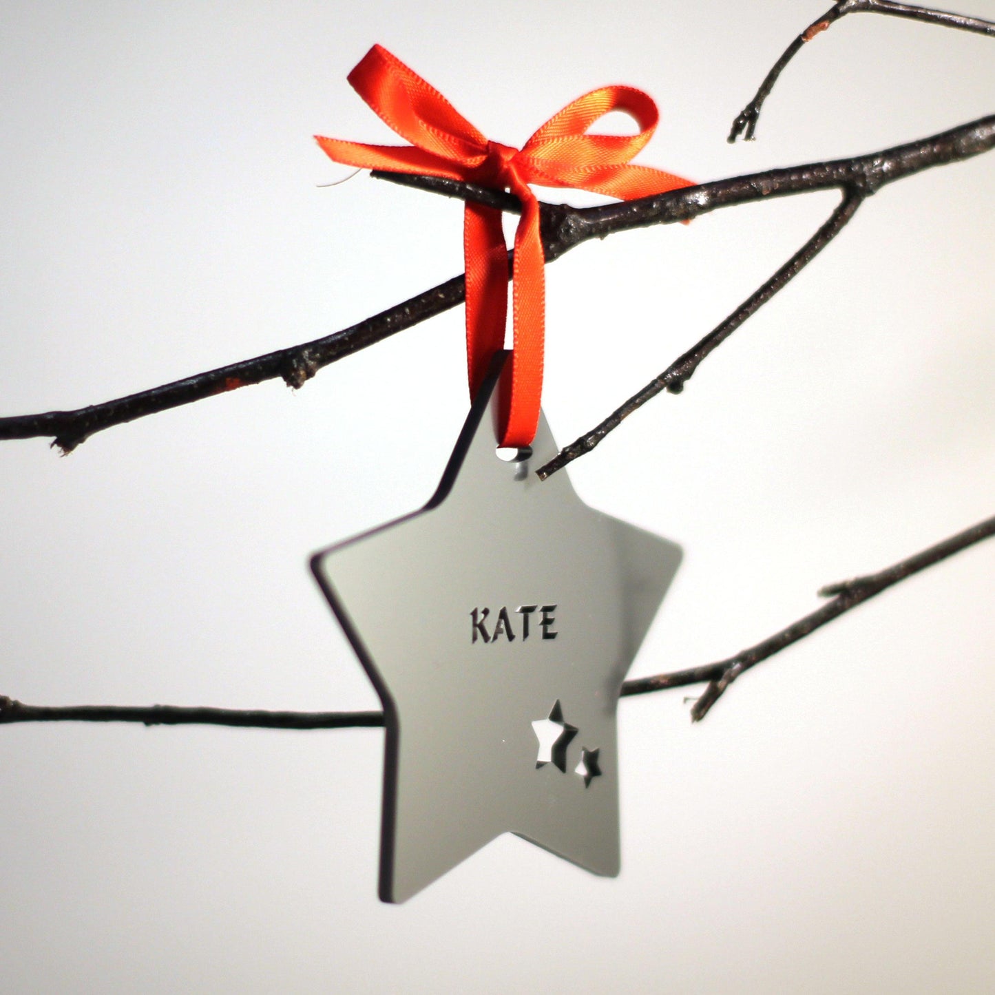 Personalised Custom Silver Christmas Tree Star Bauble Festive Decoration Ornament Decorations Best Balls Personalise Name Xmas .o. - DirectlyPersonalised