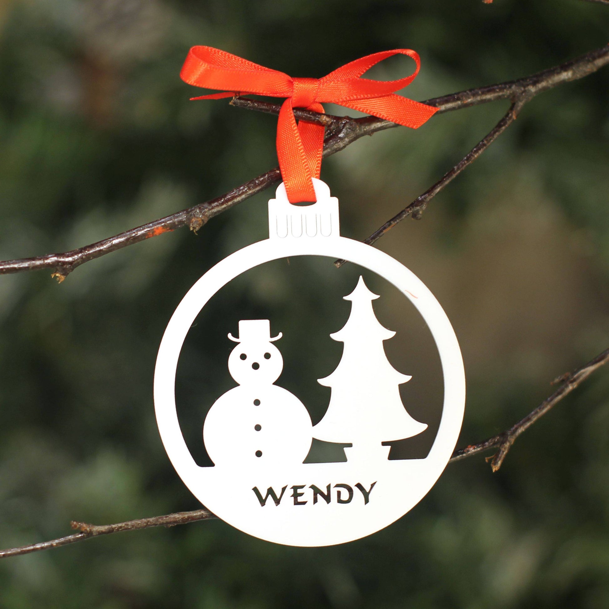 Personalised Custom White Snowman Christmas Tree Bauble Festive Decoration Ornament Decorations Best Personalise Name Handmade Xmas .o. - DirectlyPersonalised