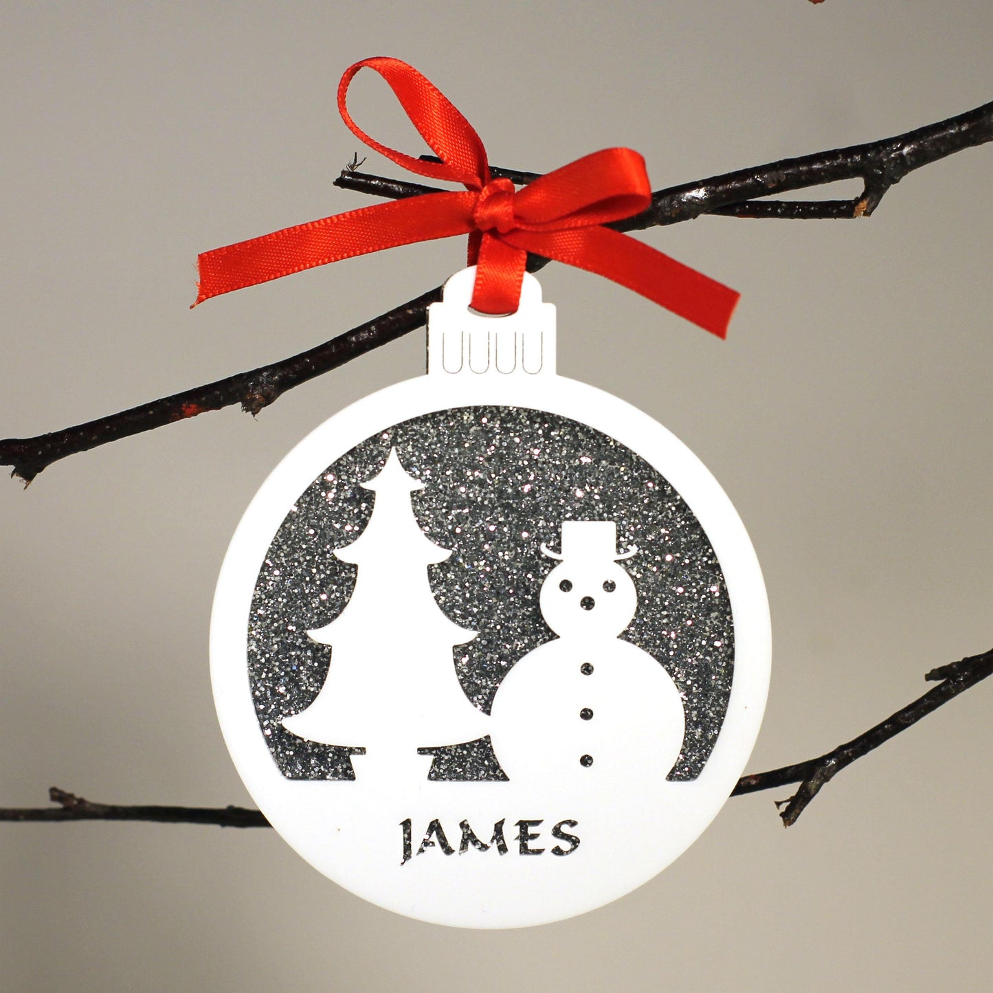Personalised Custom White Snowman Christmas Tree Bauble Festive Decoration Ornament Decorations Best Personalise Name Handmade Xmas .o. - DirectlyPersonalised