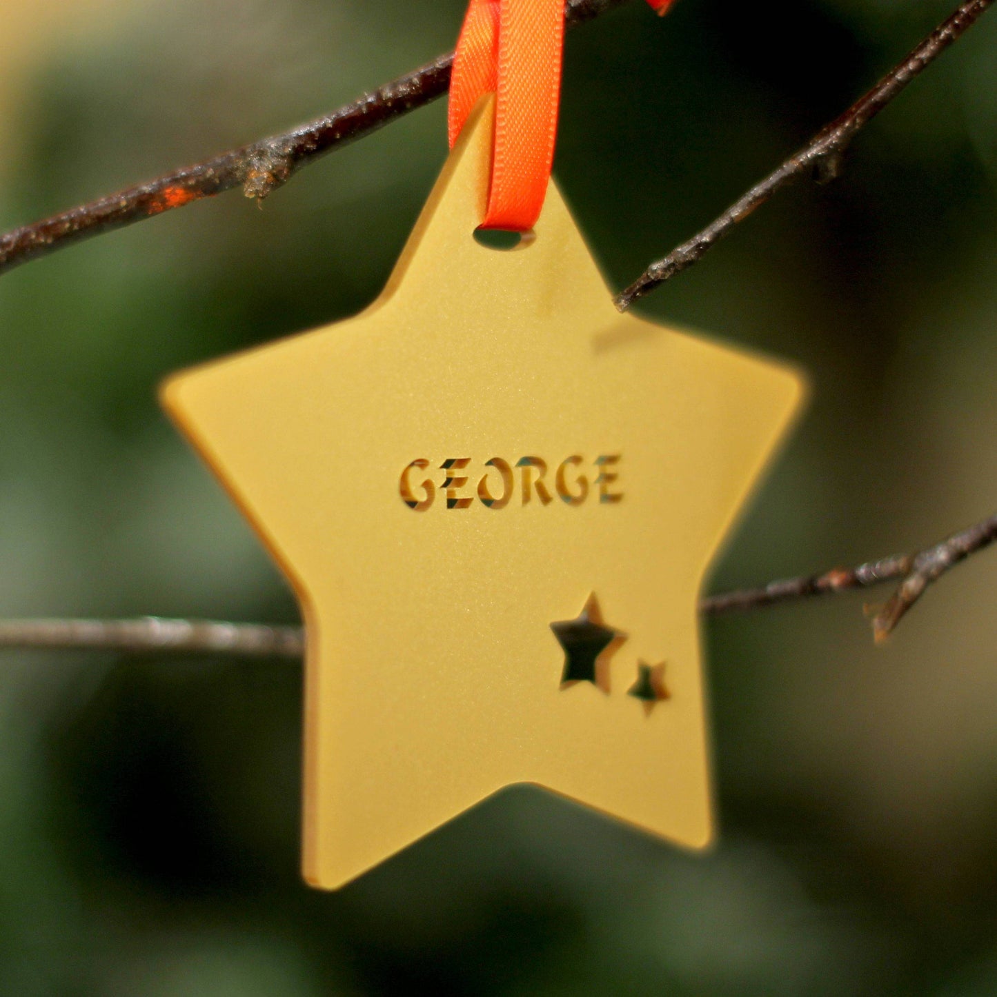Personalised Custom Gold Christmas Tree Star Bauble Festive Decoration Ornament Decorations Best Balls Personalise Name Xmas .o. - DirectlyPersonalised