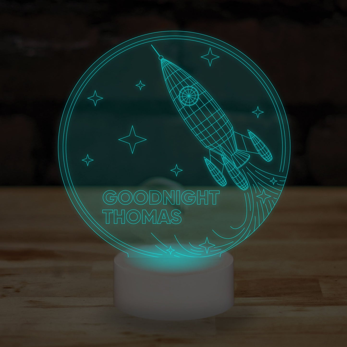 Personalised Name Rocket Lamp Custom 3D Effect Sleep Spaceship Nightlight 7 Colour LED USB Table Bedroom Desk Lamp - DirectlyPersonalised