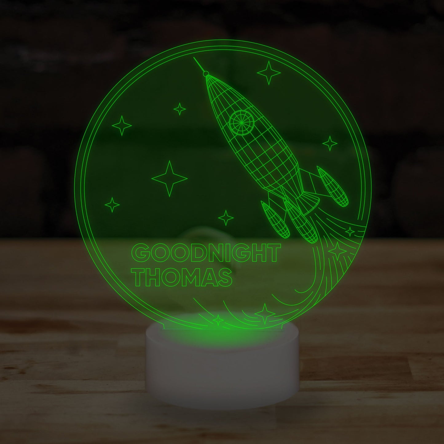 Personalised Name Rocket Lamp Custom 3D Effect Sleep Spaceship Nightlight 7 Colour LED USB Table Bedroom Desk Lamp - DirectlyPersonalised