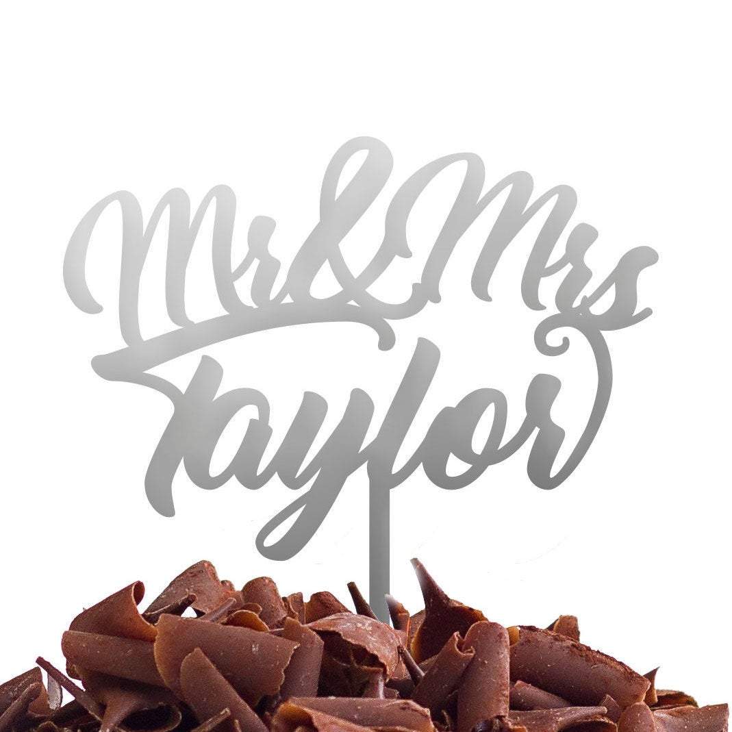 Personalised Mr & Mrs Cake Topper Custom Mr and Mrs Cake Topper Pesonalized Mr and Mrs Wedding Decoration - DirectlyPersonalised