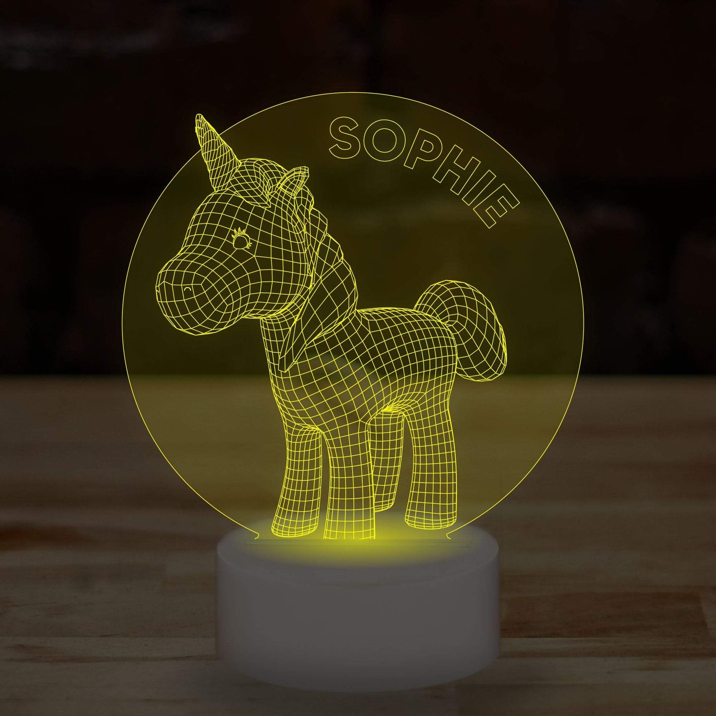 Personalised Unicorn Name Lamp Custom 3D Effect Equestrian Girl's Kids Nightlight 7 Colour LED USB Table Bedroom Desk Lamp - DirectlyPersonalised