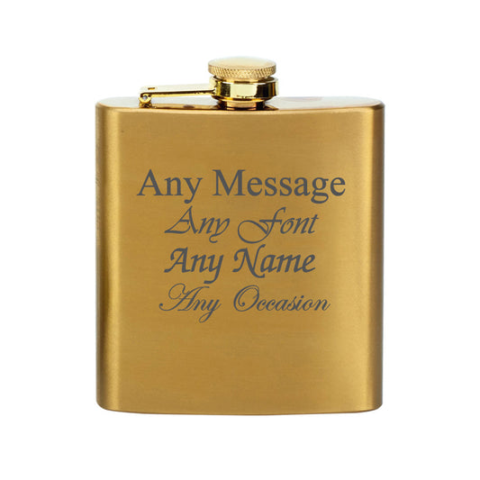 Engraved Brass 6oz Hip Flask