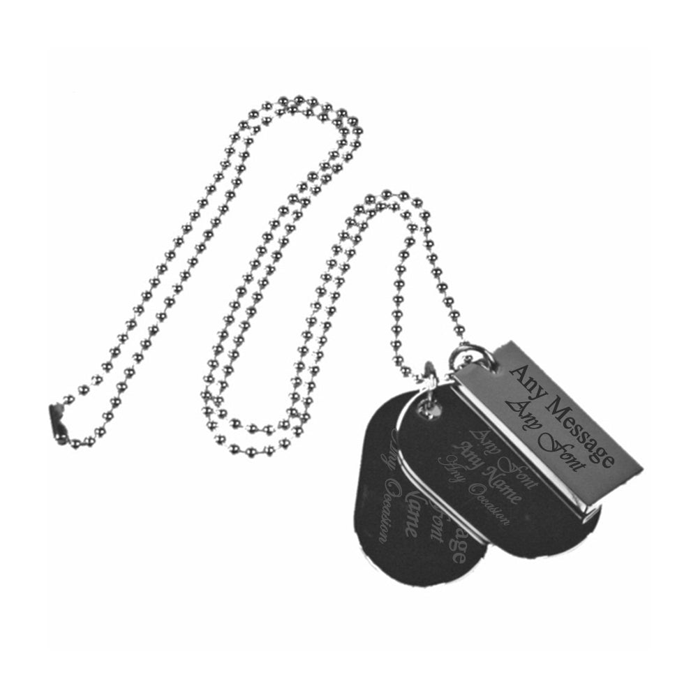 Engraved Stainless Steel Dog Tag Necklace