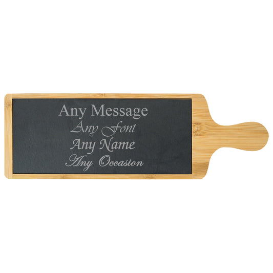 Engraved Bamboo and Slate Cheeseboard