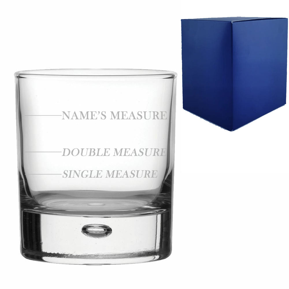 Whisky Glass Engraved Name Measurement