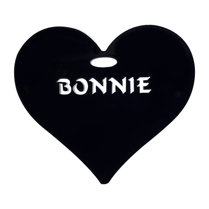 Personalised Name Heart in Coloured Acrylic - Gifts Events Charms