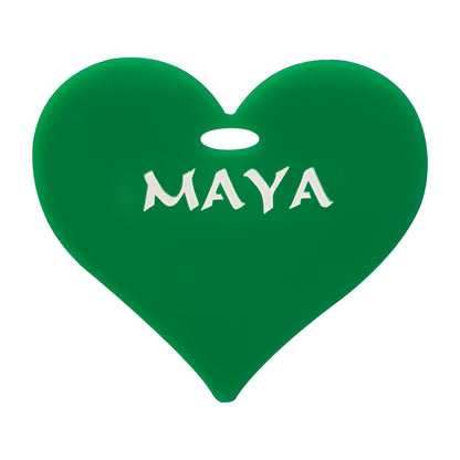 Personalised Name Heart in Coloured Acrylic - Gifts Events Charms