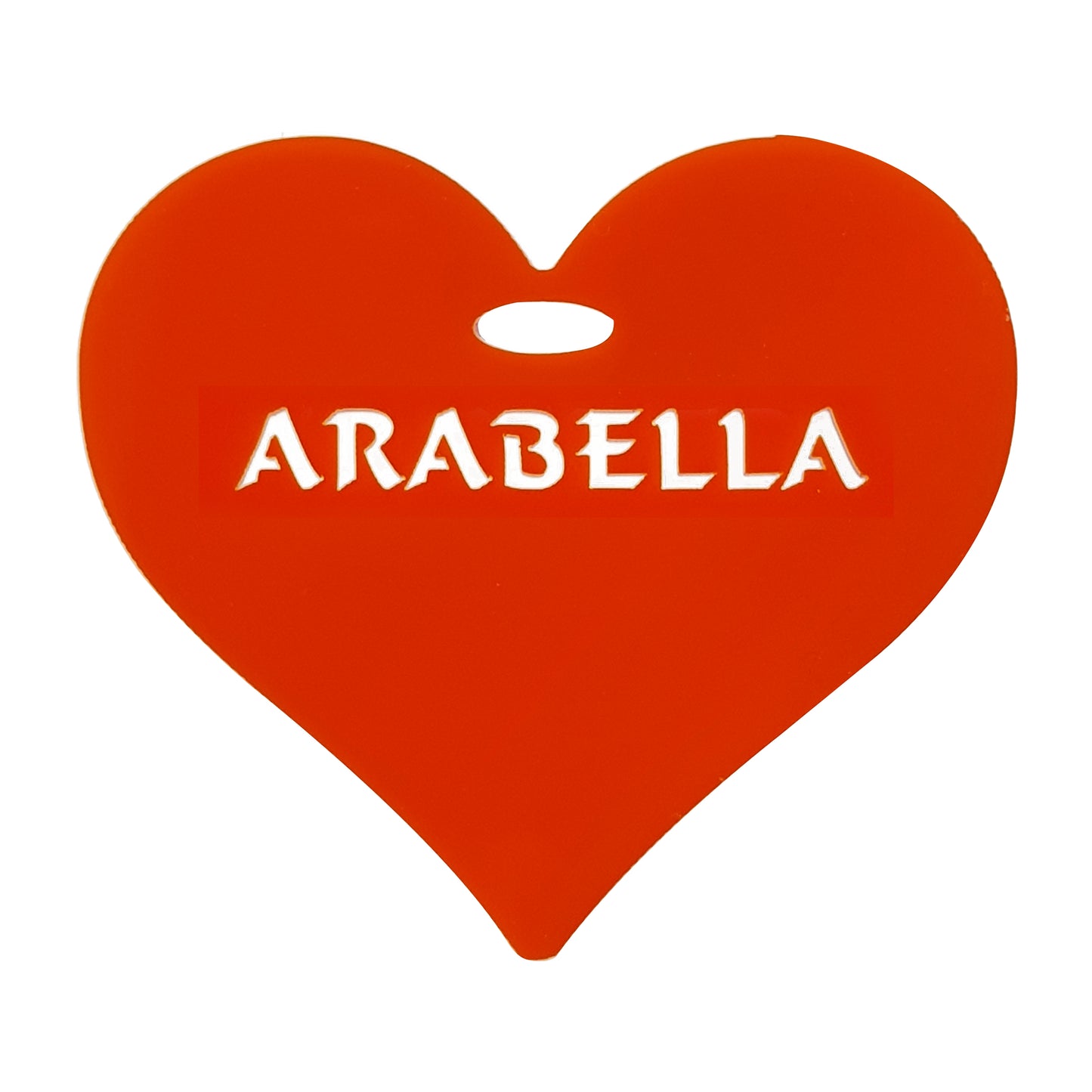 Personalised Name Heart in Coloured Acrylic - Gifts Events Charms