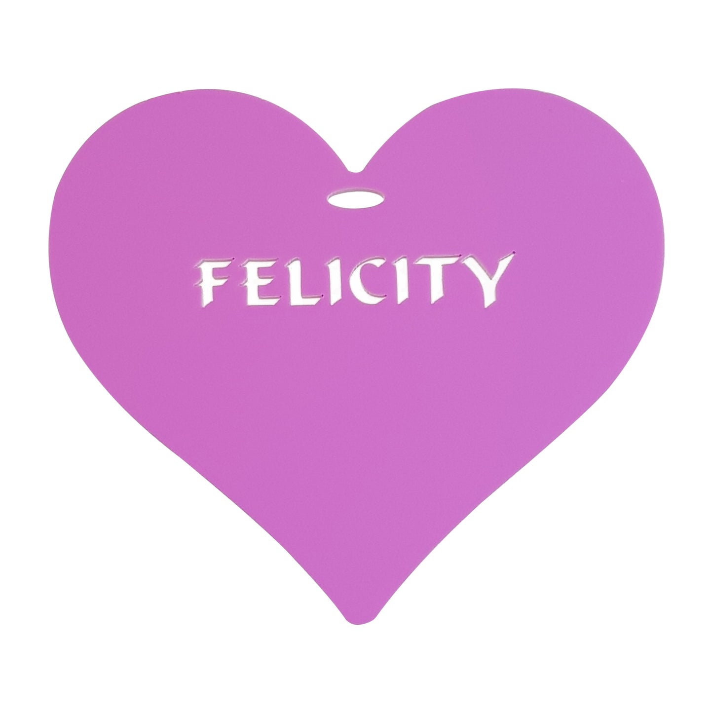 Personalised Name Heart in Coloured Acrylic - Gifts Events Charms