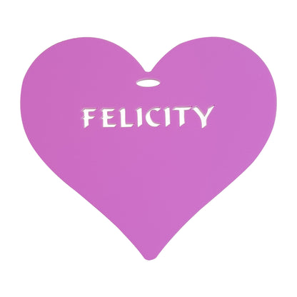Personalised Name Heart in Coloured Acrylic - Gifts Events Charms