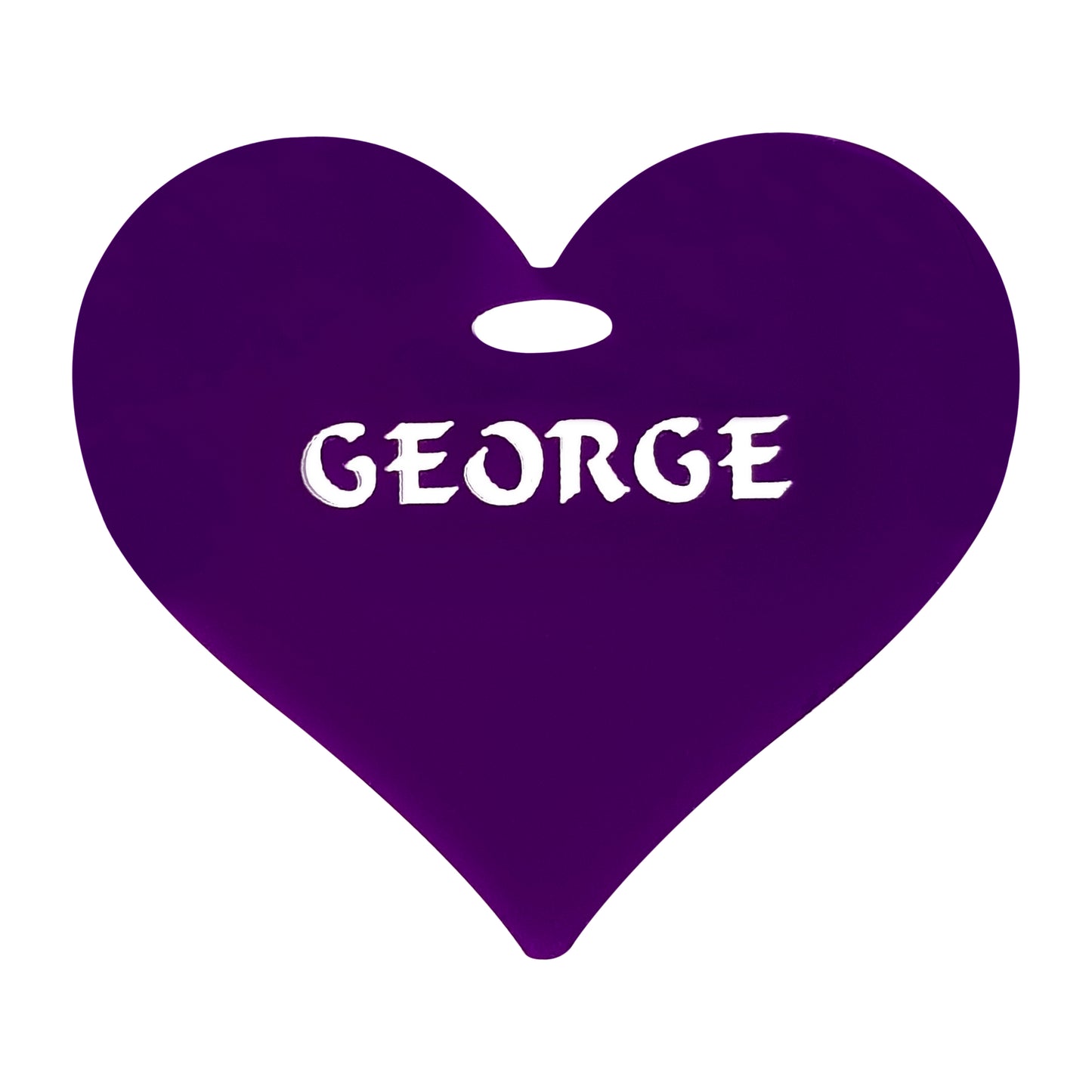 Personalised Name Heart in Coloured Acrylic - Gifts Events Charms
