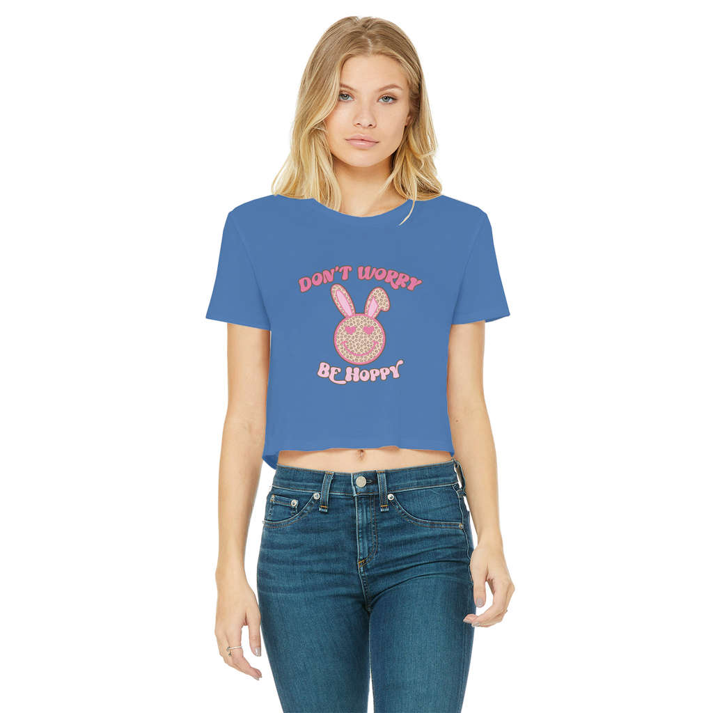 Don't worry be 'happy' Classic Women's Cropped Raw Edge T-Shirt - DirectlyPersonalised