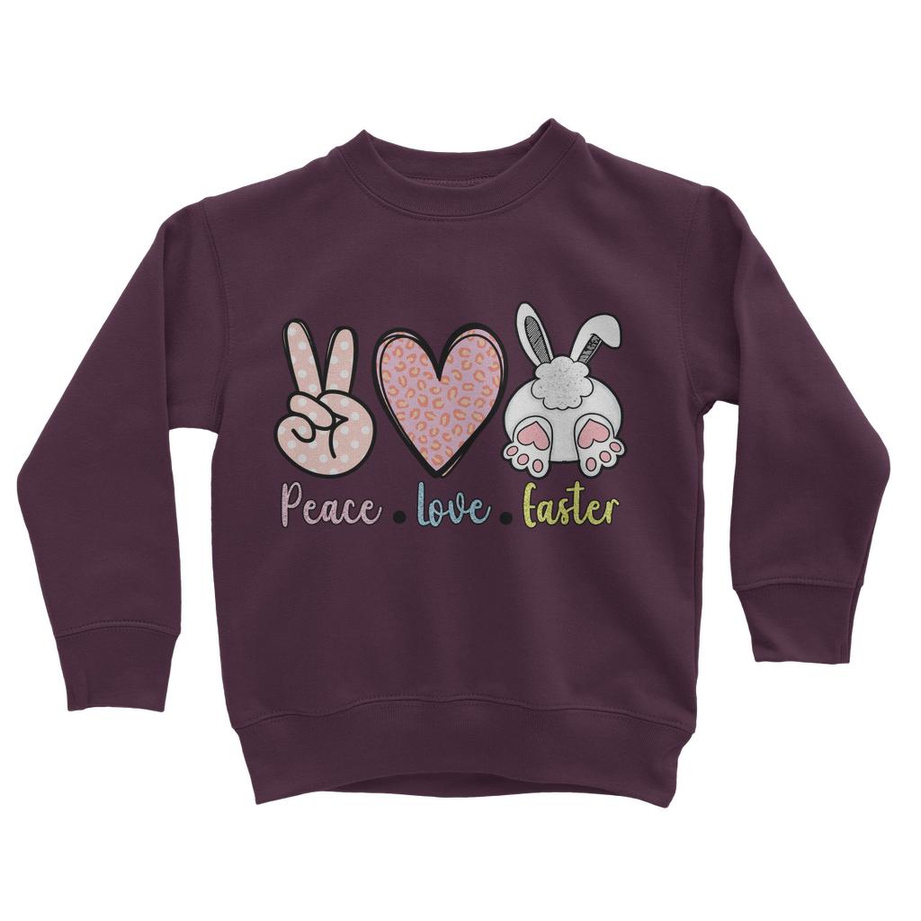 PEACE LOVE EASTER Classic Kids Sweatshirt - DirectlyPersonalised