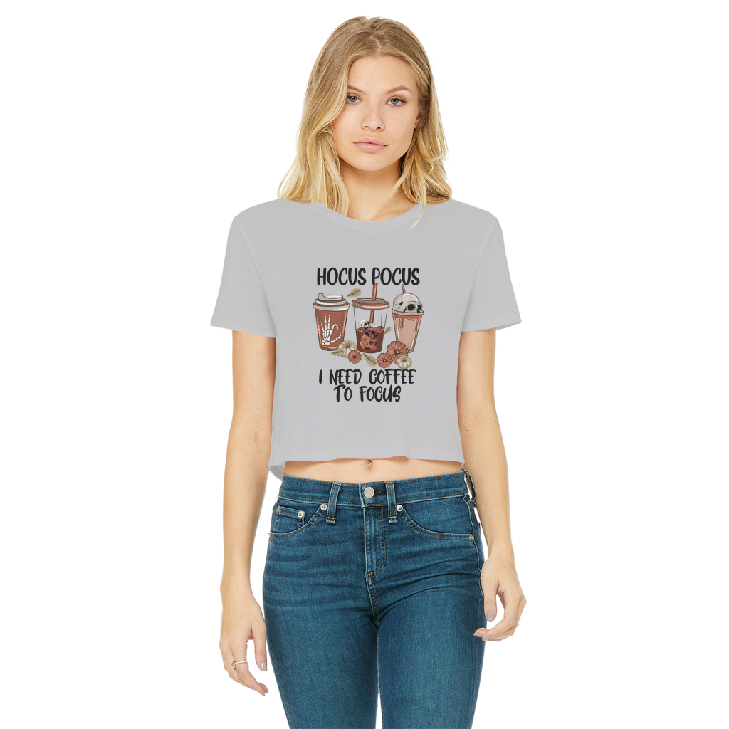 HOCUS POCUS -COFFEE DESIGN Classic Women's Cropped Raw Edge T-Shirt - DirectlyPersonalised