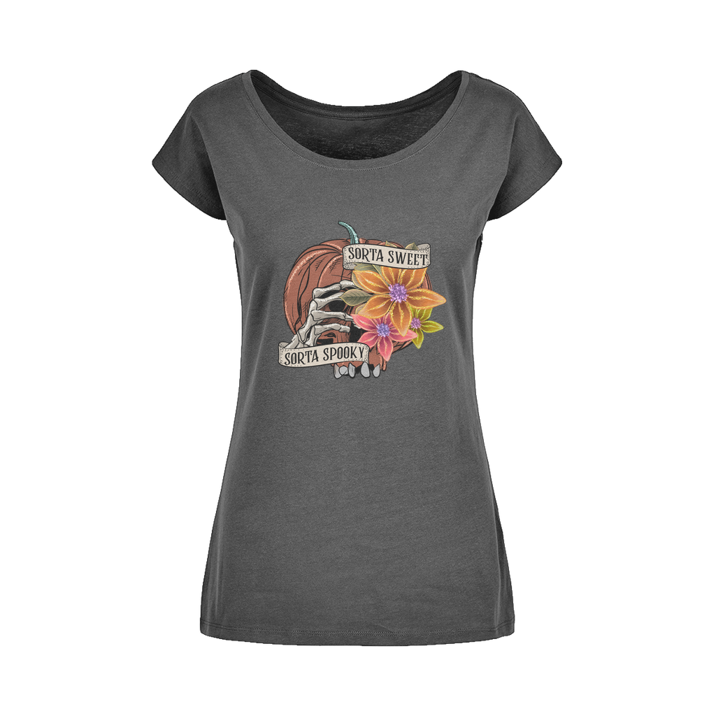 SORTA SWEET - SORTA SPOOKY Wide Neck Womens T-Shirt XS-5XL - DirectlyPersonalised