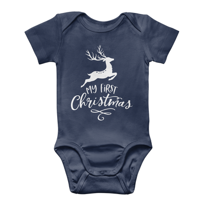 My First Christmas White Classic Baby Onesie Bodysuit - DirectlyPersonalised