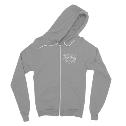 Merry Christmas White Classic Adult Zip Hoodie