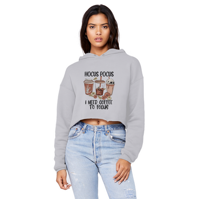 HOCUS POCUS -COFFEE DESIGN Unisex Cropped Raw Edge Boyfriend Hoodie