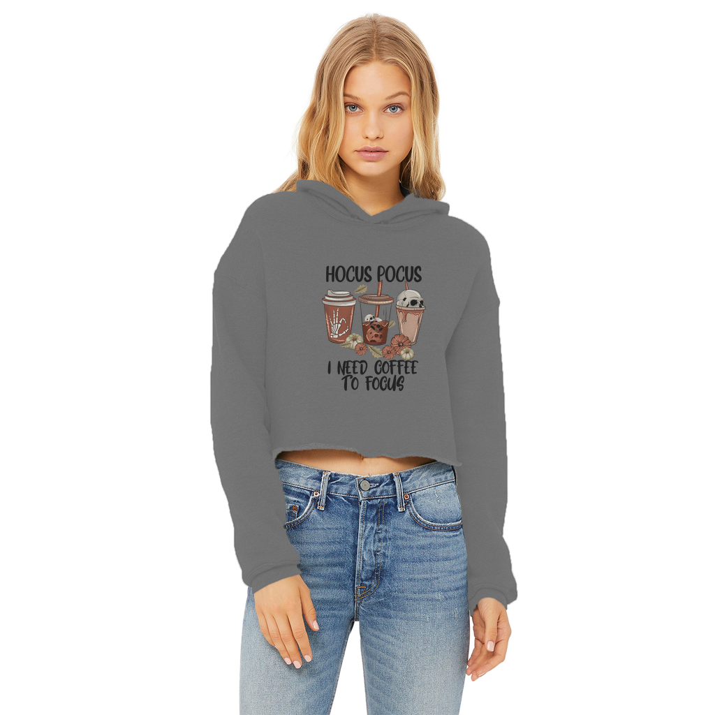 HOCUS POCUS -COFFEE DESIGN Ladies Cropped Raw Edge Hoodie - DirectlyPersonalised